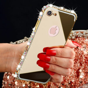 قاب آینه ای دور نگین دار اپل diamond mirror case | iphone 7