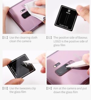 محافظ لنز دوربین شیشه ای سامسونگ Baseus 9H Back Camera Lens Glass | S9 Plus