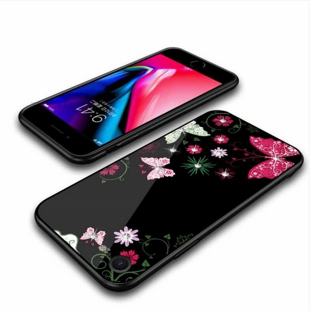 قاب محافظ طرح گل براق اپل TPU + Glass NXE Case | iphone 6 Plus