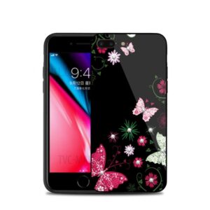 قاب محکم طرح گل براق اپل TPU + Glass NXE Case | iphone 7 Plus