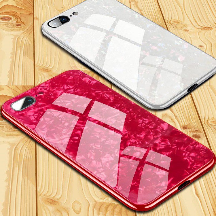 قاب شیشه ای طرح دار Makavo Tempered Glass Marble Case | iphone 8 Plus