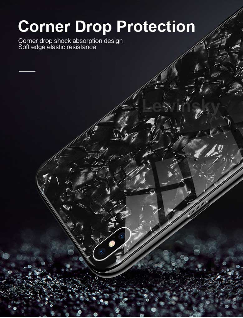 قاب طرح دار آیفون Makavo Tempred Glass Marble Case | iphone XS