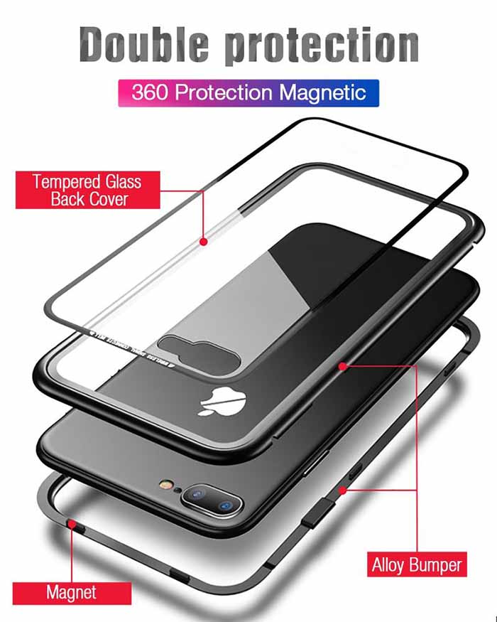 قاب محافظ مگنتی آیفون Magnetic Technology Metal Bumper Case | iphone 7 Plus