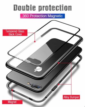 قاب دو تکه مغناطیسی آیفون Magnetic Adsorption Metal Bumper Case | iphone 8 Plus