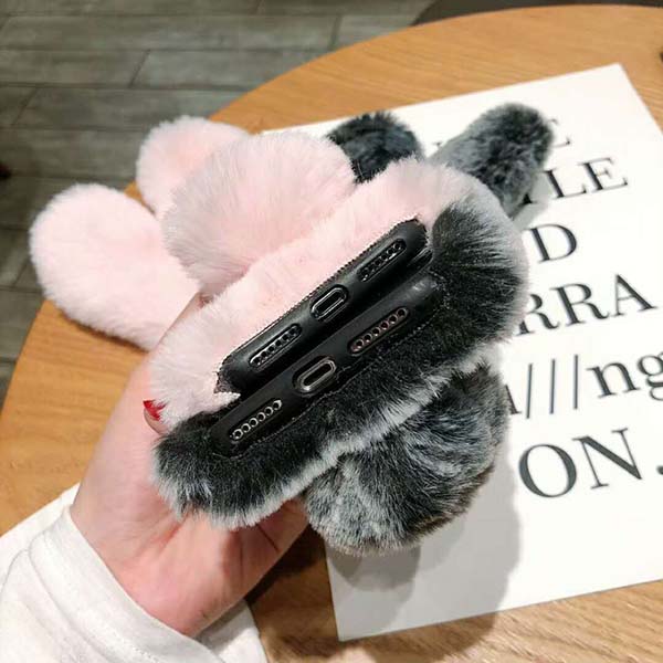 قاب محافظ گوش دار اپل Kissacase Cute Rabbit Fur Ball Case | iphone XR