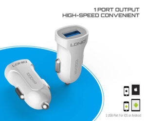 شارژر فندکی تک پورت الدینیو LDNIO 1000mA ios & Micro USB Car Charger | DL-C17