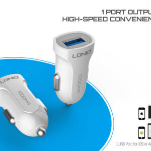 شارژر فندکی تک پورت الدینیو LDNIO 1000mA ios & Micro USB Car Charger | DL-C17