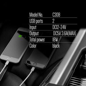 شارژر فندکی سریع دو پورت الدینیو LDNIO 2 Dual USB Auto ID Car Charger | C308