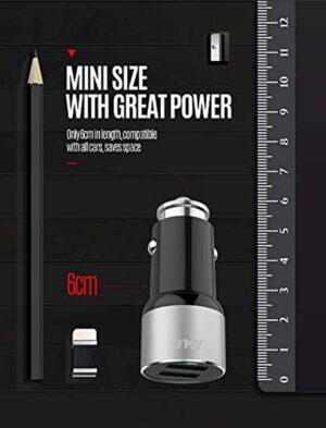 شارژر فندکی فست شارژ دو پورته EMY 3.6A Mini Size Fast Car Charger | MY-119