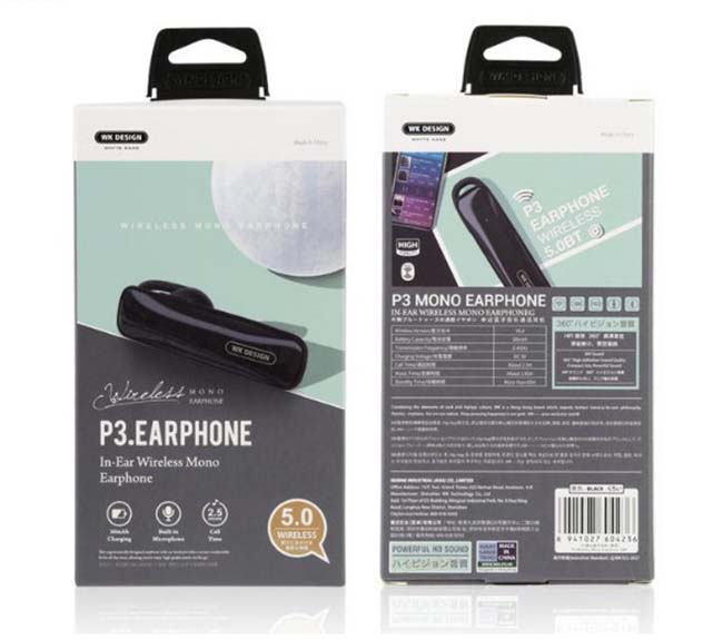 هندزفری تک گوش دبلیو کی WK Bluetooth 5.0 Mono in-Ear Headphone | P3
