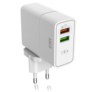 شارژر دیواری کوالکام 3.0 امی EMY 2 Ports Smart Wall Charger | MY-A501Q
