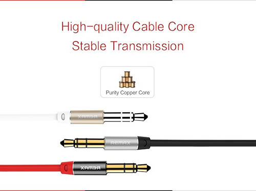کابل انتقال صدا 1.5 متری ریمکس Remax 3.5mm TPE & Copper Core Audio AUX Cable | RM-L100