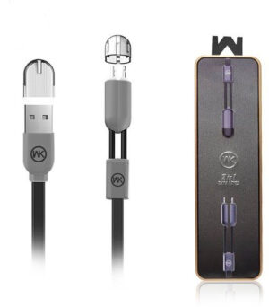 کابل دیتا و شارژ دبلیو کی Wk Design 2in1 Lightning Micro Magnet Cable | WDC-001