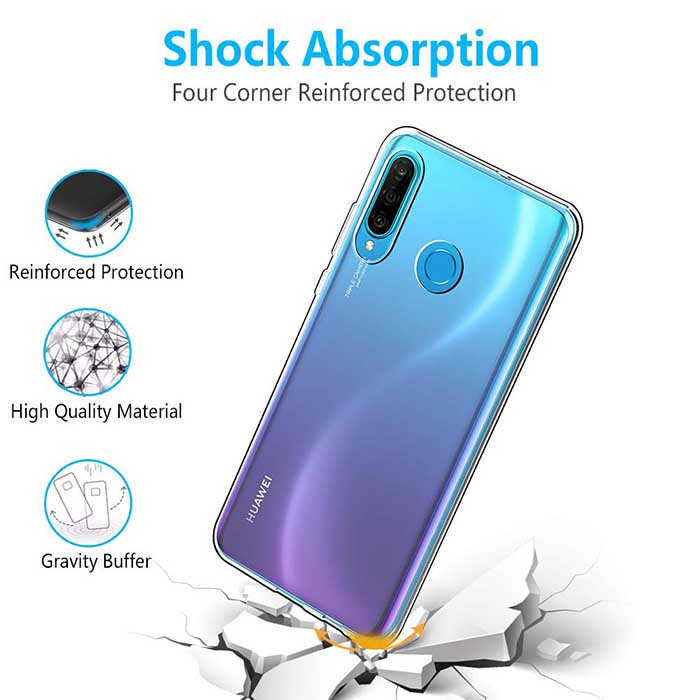 قاب شفاف پشت طلقی هواوی Crystal Shockproof Clear Case | Huawei P30 Lite