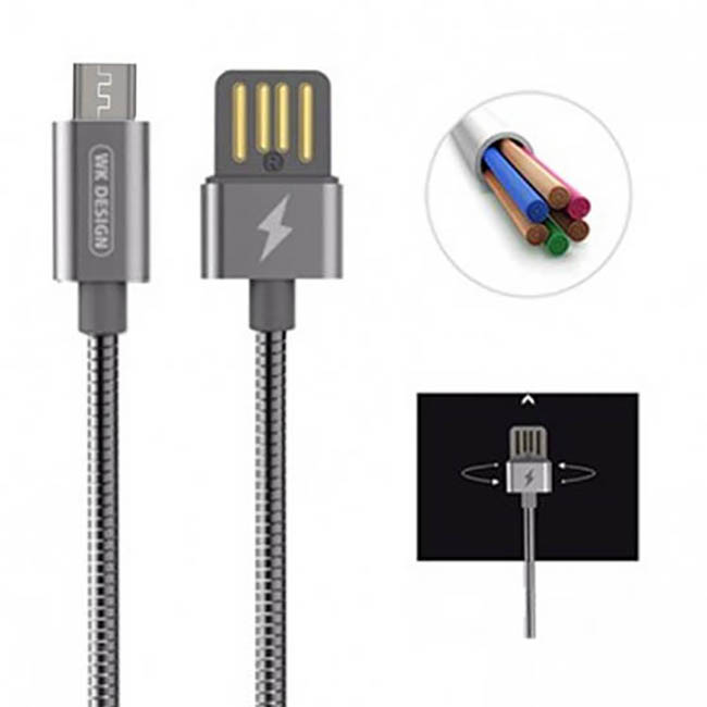 کابل انتقال اطلاعات و شارژ دبلیو کی WK Alloy Steel Wire Fast Micro USB Cable | WDC-039