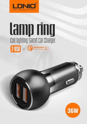 شارژر فندکی سریع الدینیو LDNIO Lamp Ring QC3.0 Car Charger | C503Q