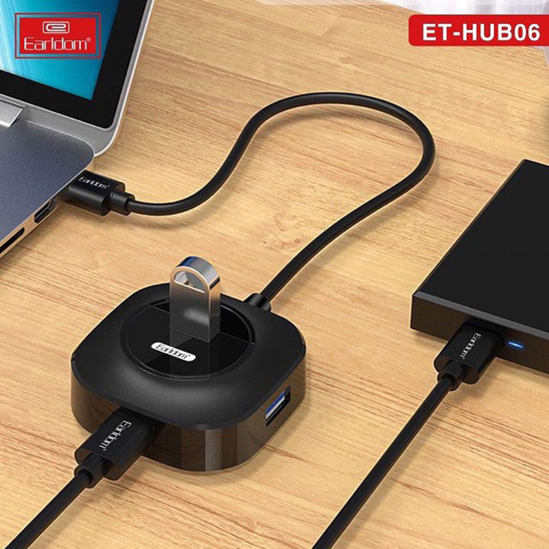 مبدل هاپ یو اس بی و شارژر USB Earldom socket supports 4 USB | HUB-06