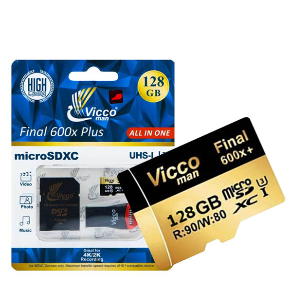 کارت حافظه + رم ریدر Vicco Man All in One 128GB U3 90MB/s