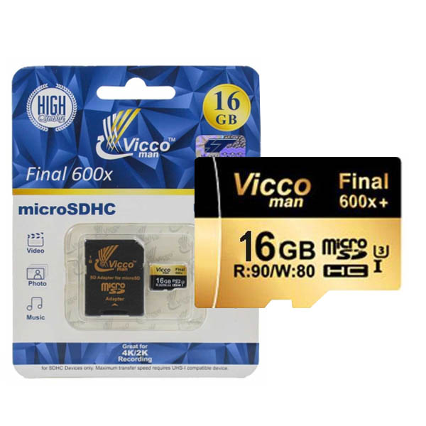رم میکرو اس دی Micro SDHC Vicco Man 16GB C10 Extreme 600X