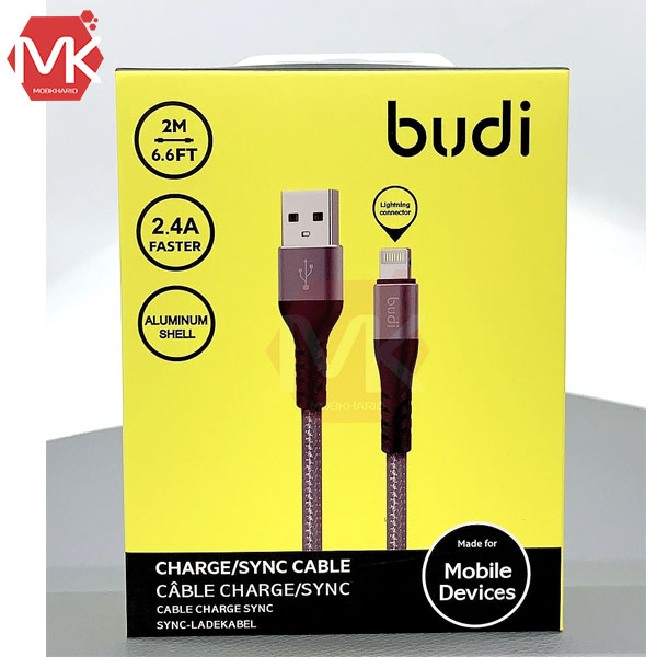 کابل شارژ لایتنینگ آیفون Budi 2M Charge Sync Lightning Cable | M8J197L