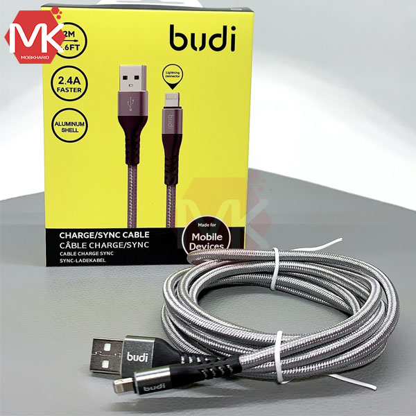 کابل شارژ لایتنینگ آیفون Budi 2M Charge Sync Lightning Cable | M8J197L