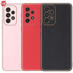 قاب محافظ سامسونگ Leather Textured Gold Plated Case | Galaxy A73 5G
