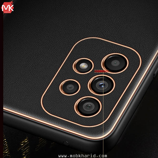 قاب محافظ سامسونگ Leather Textured Gold Plated Case | Galaxy A73 5G