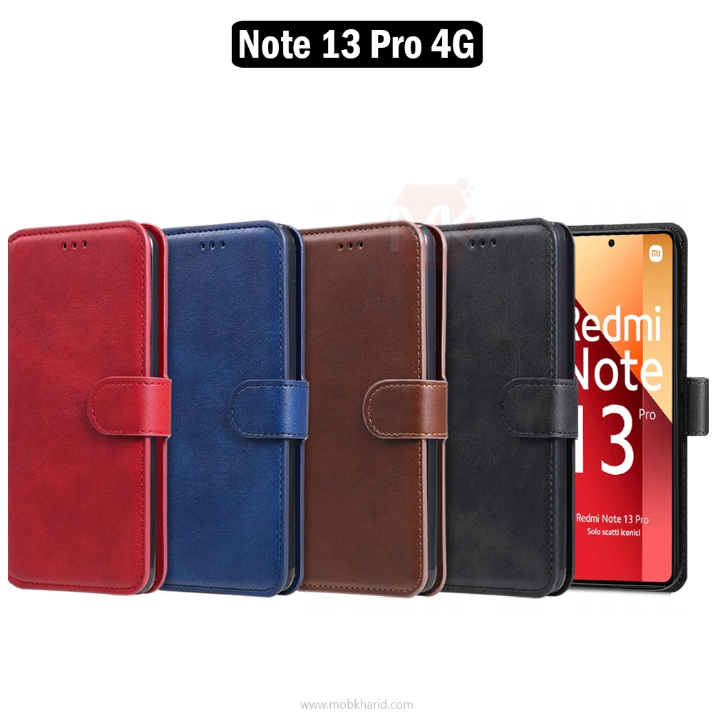 کیف چرم شیائومی Flip Magnetic Leather Cover | Note 13 Pro 4G