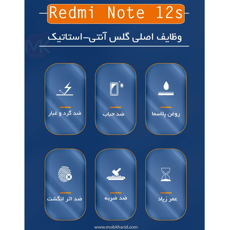 محافظ صفحه میتوبل شیائومی AntiStatic Mietubl Tempered Glass | Redmi Note 12s