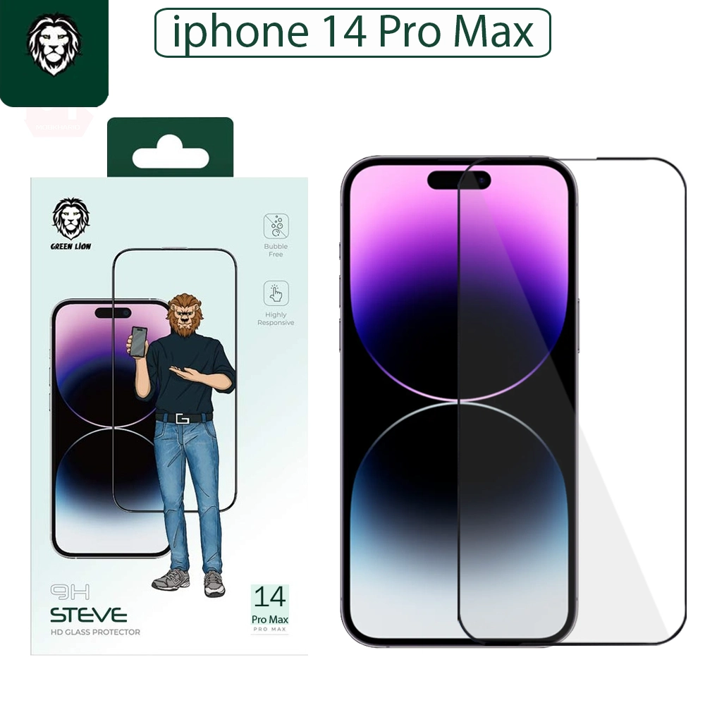 محافظ صفحه گرین لاین Green Lion 9H Steve Glass | iphone 14 Pro Max