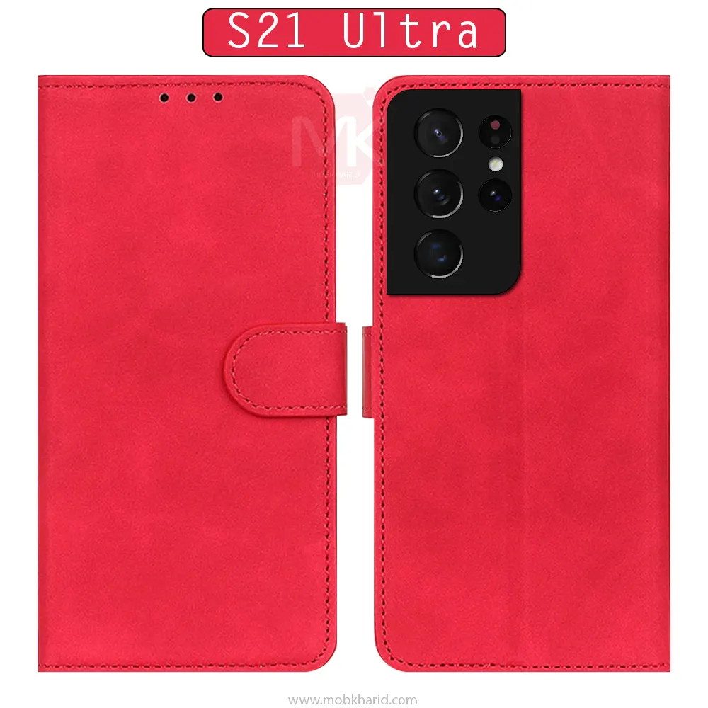 کیف محافظ سامسونگ Folio Magnetic Flip Leather Case | Galaxy S21 Ultra